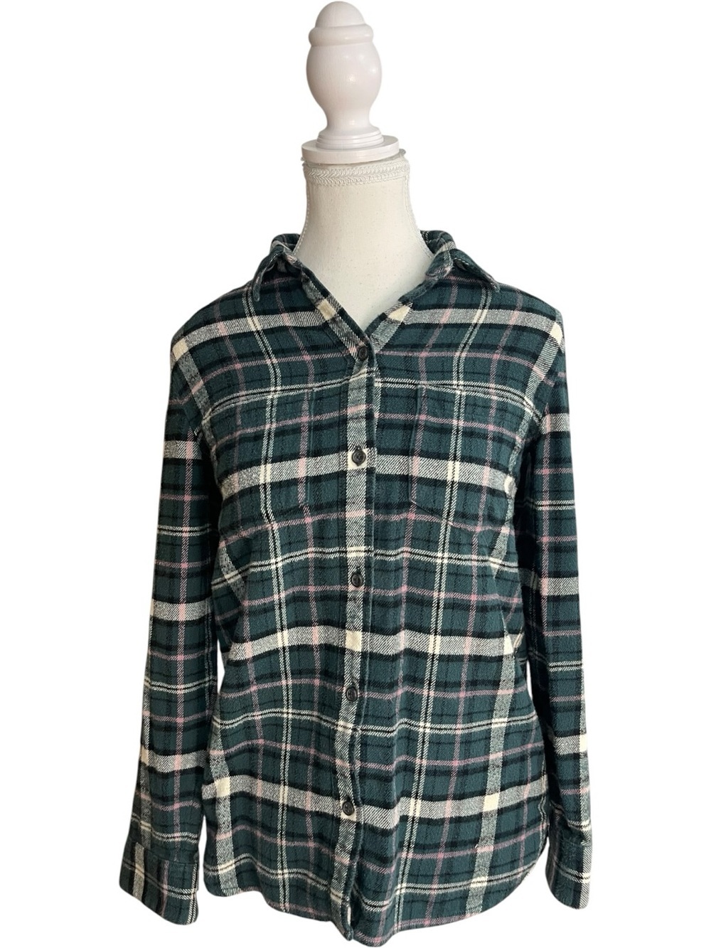 Madewell Flannel Classic Ex-Boyfriend Shirt Green